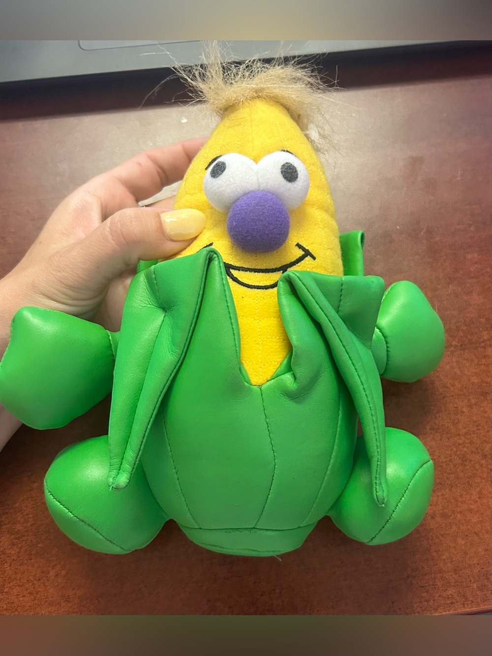 Vintage VeggieTales Junior Asparagus Corn Cob Plush Stuffed Toy Green Husk